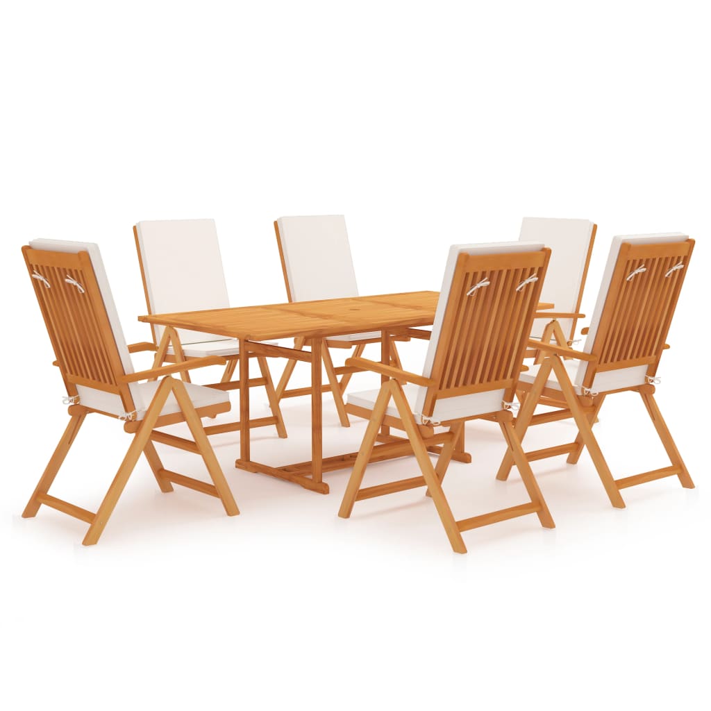  Matgrupp för trädgården med dynor 7 delar massiv teak