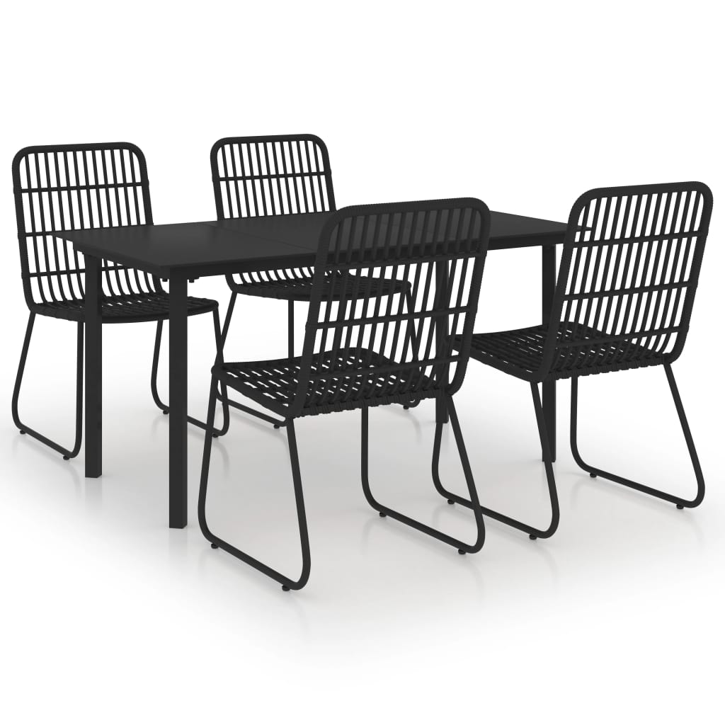  Matgrupp för trädgården 5 delar konstrotting och glas