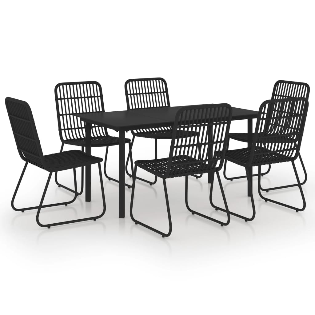  Matgrupp för trädgården 7 delar konstrotting och glas