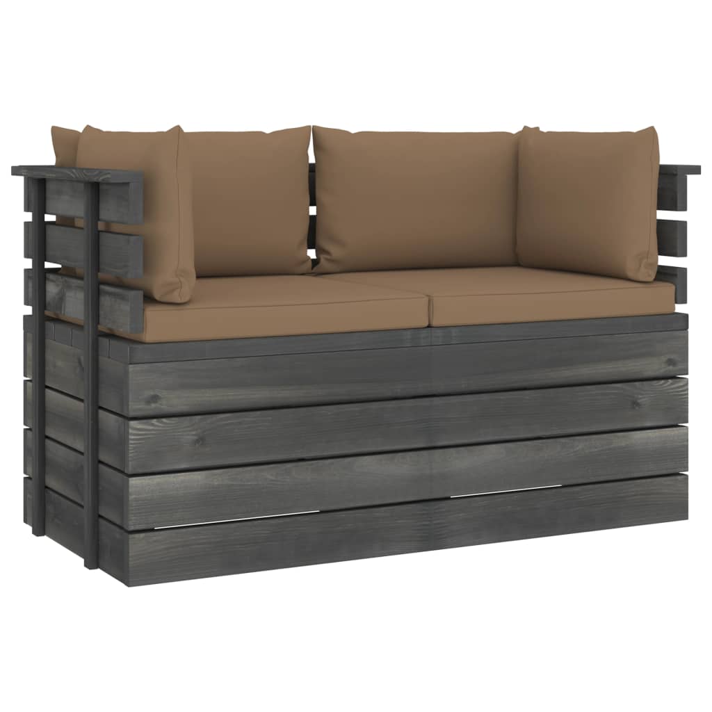  Pallsoffa 2-sits med dynor massiv furu