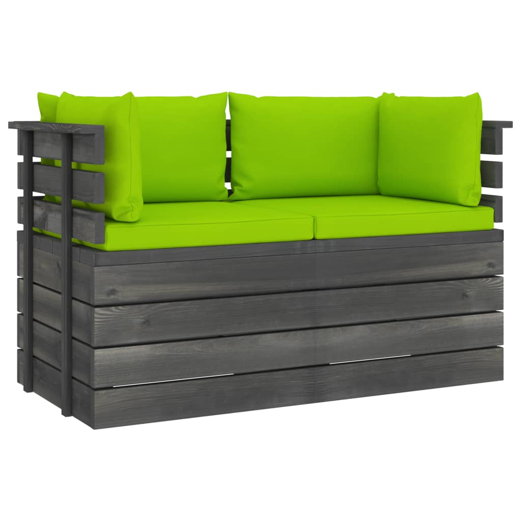  Pallsoffa 2-sits med dynor massiv furu