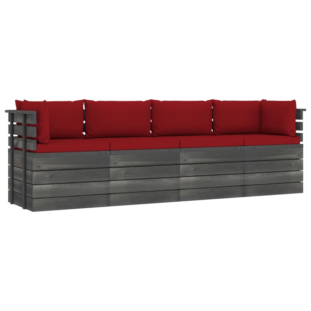  Pallsoffa 4-sits med dynor massiv furu