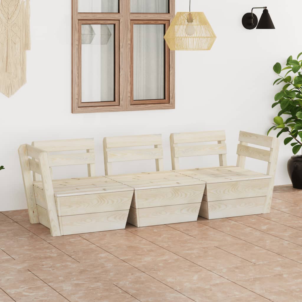  Pallsoffa 3-sits impregnerat granträ