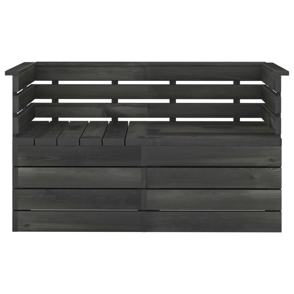  Pallsoffa 2-sits mörkgrå massiv furu