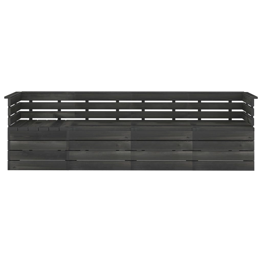  Pallsoffa 4-sits mörkgrå massiv furu