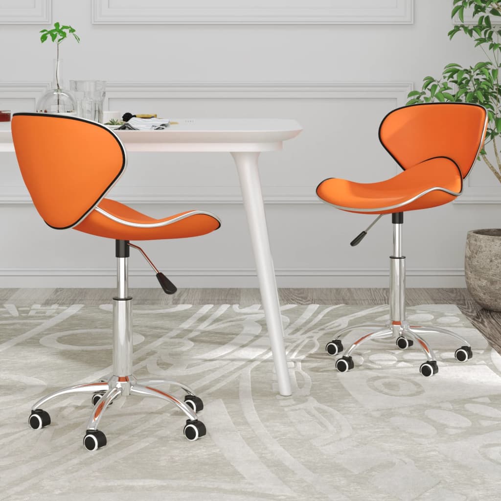  Snurrbara matstolar 2 st orange konstläder