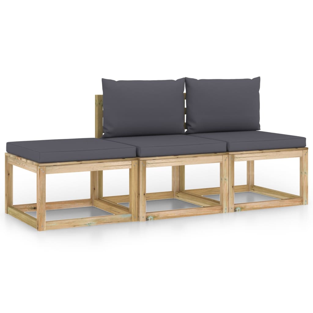  Loungegrupp 3 delar med antracit dynor
