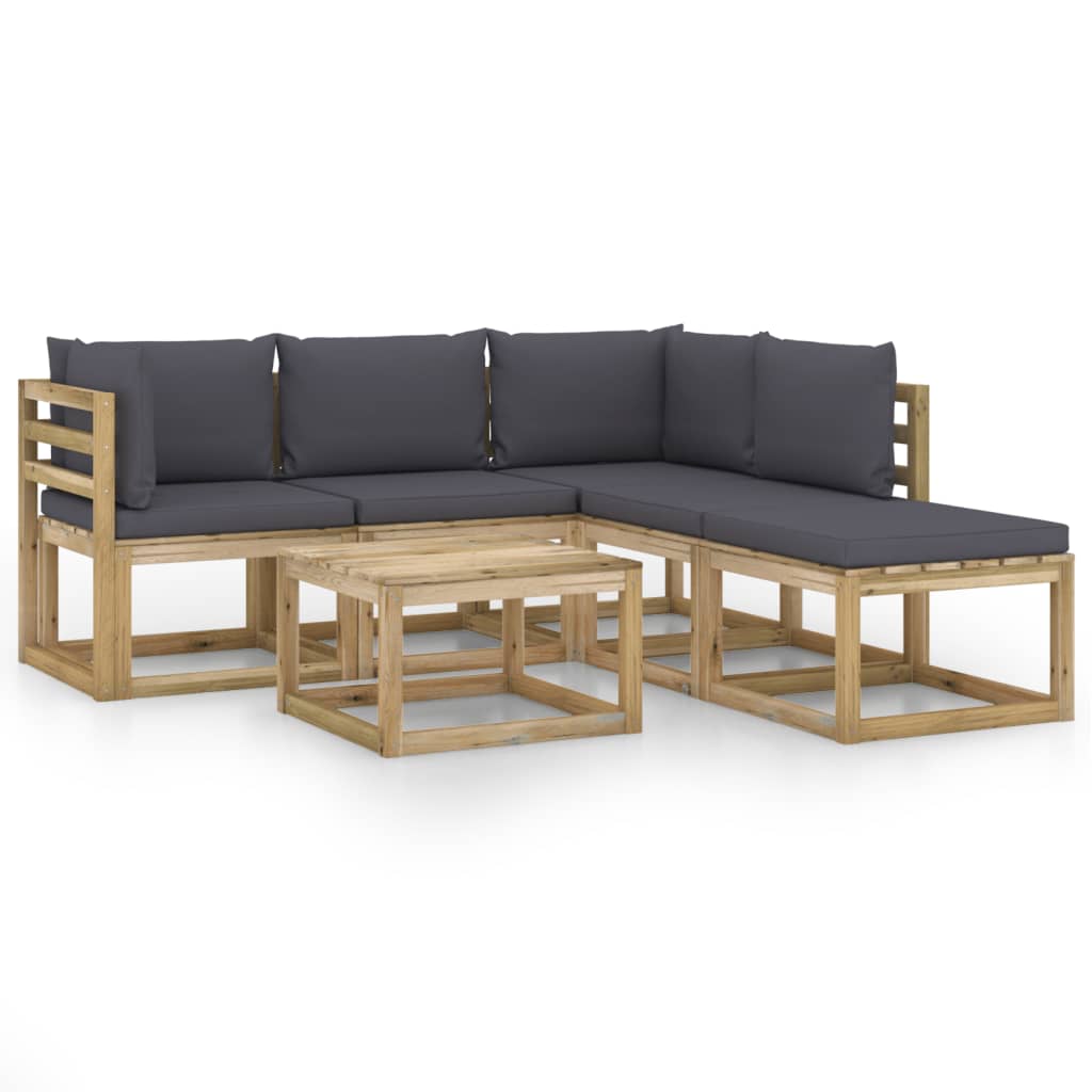  Loungegrupp med antracit dynor 6 delar