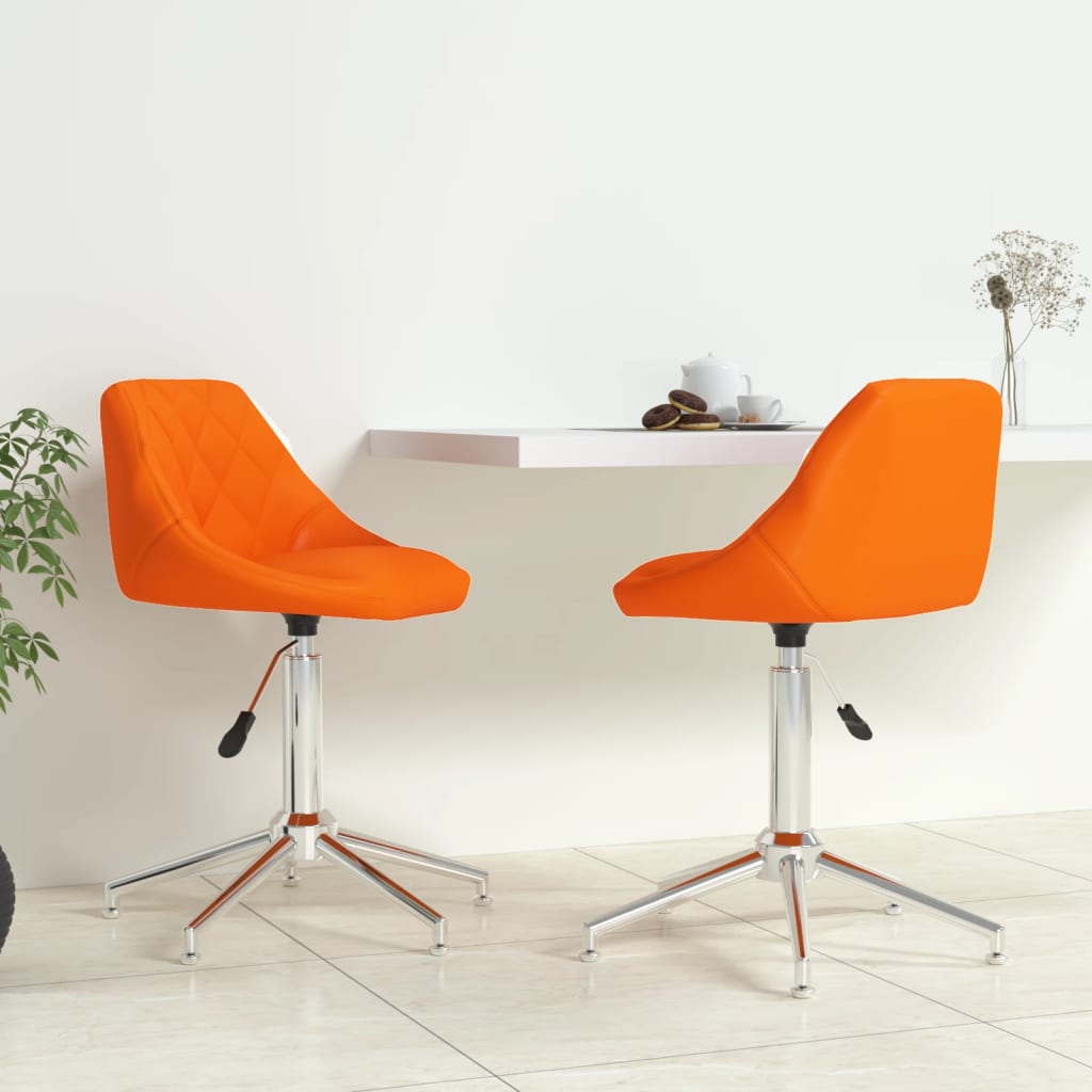  Snurrbara matstolar 2 st orange konstläder