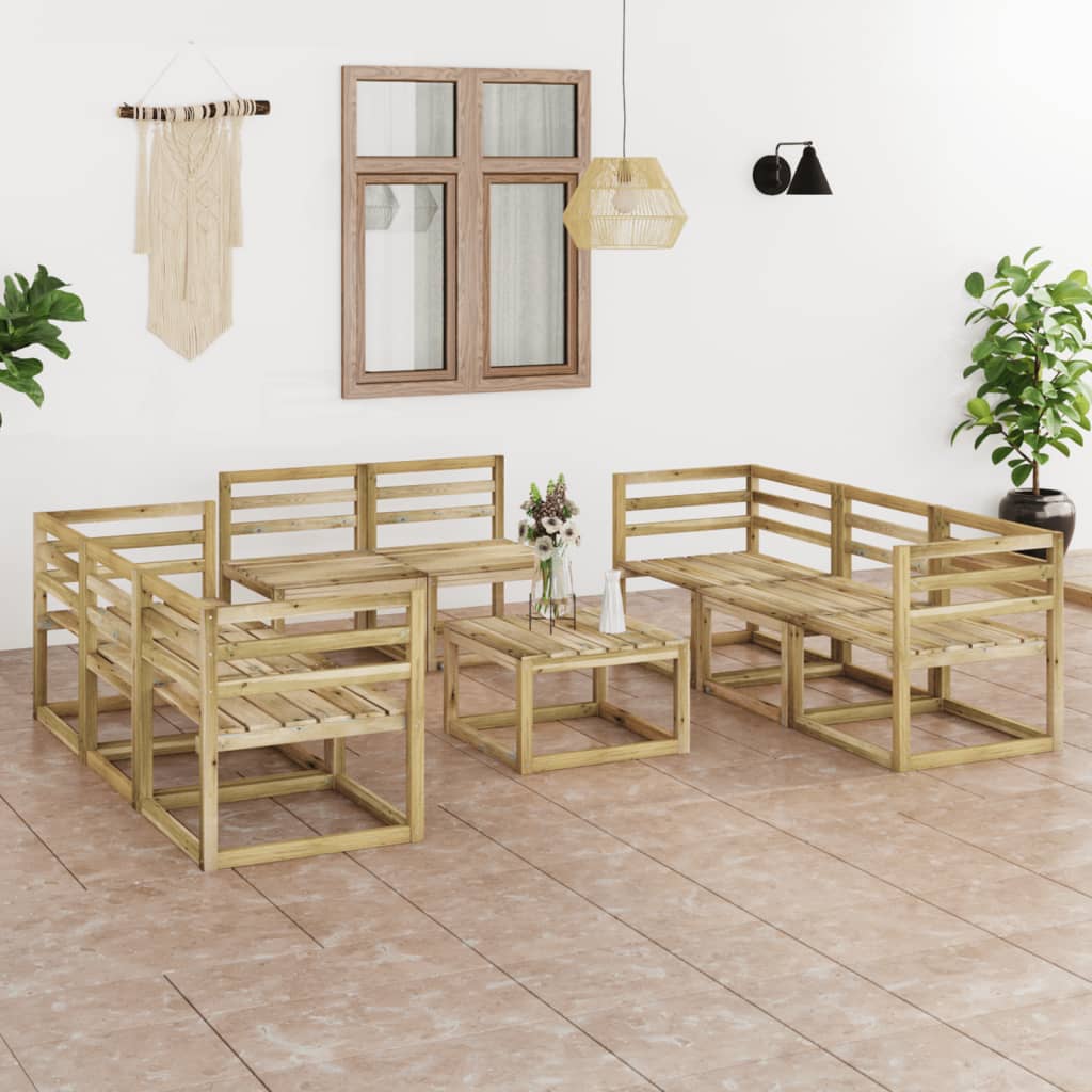  Loungegrupp 9 delar tryckimpregnerad furu