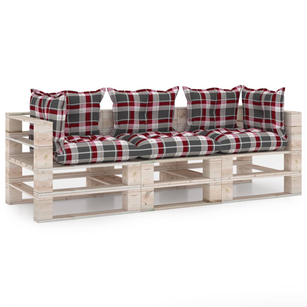  Pallsoffa 3-sits med dynor furu