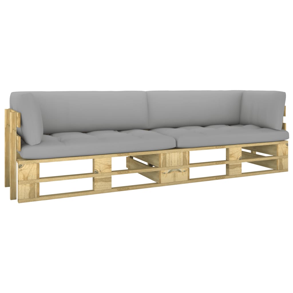  Pallsoffa 2-sits med dynor tryckimpregnerad furu