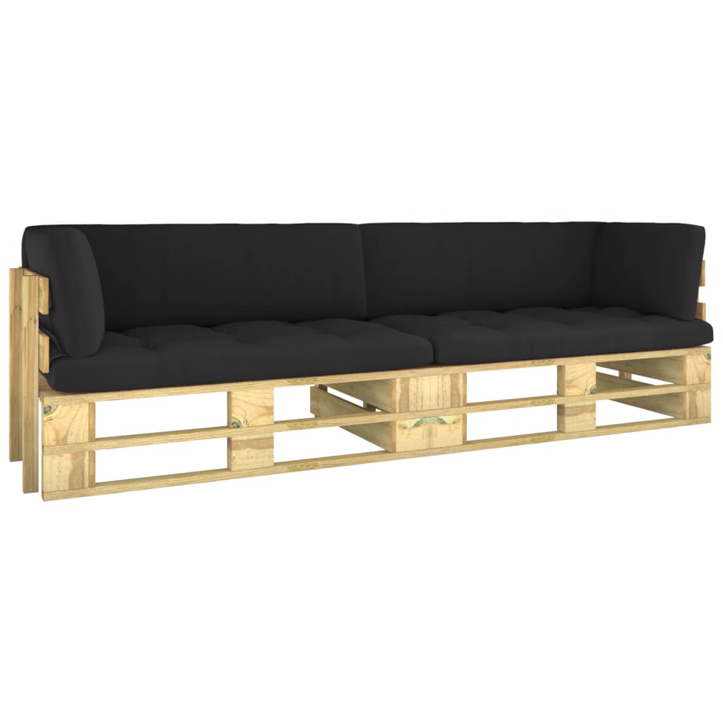  Pallsoffa 2-sits med dynor tryckimpregnerad furu