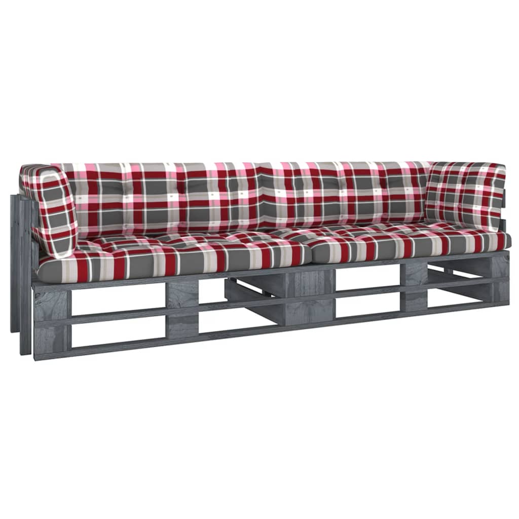  Pallsoffa 2-sits med dynor tryckimpregnerad furu grå