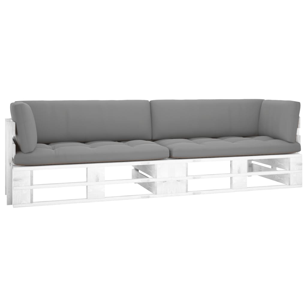  Pallsoffa 2-sits med dynor vit impregnerad furu