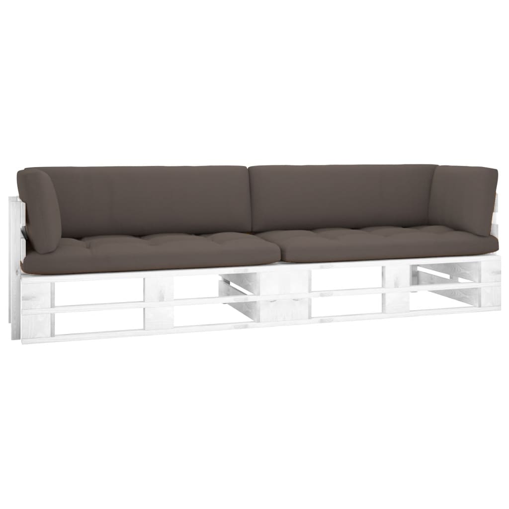  Pallsoffa 2-sits med dynor vit impregnerad furu