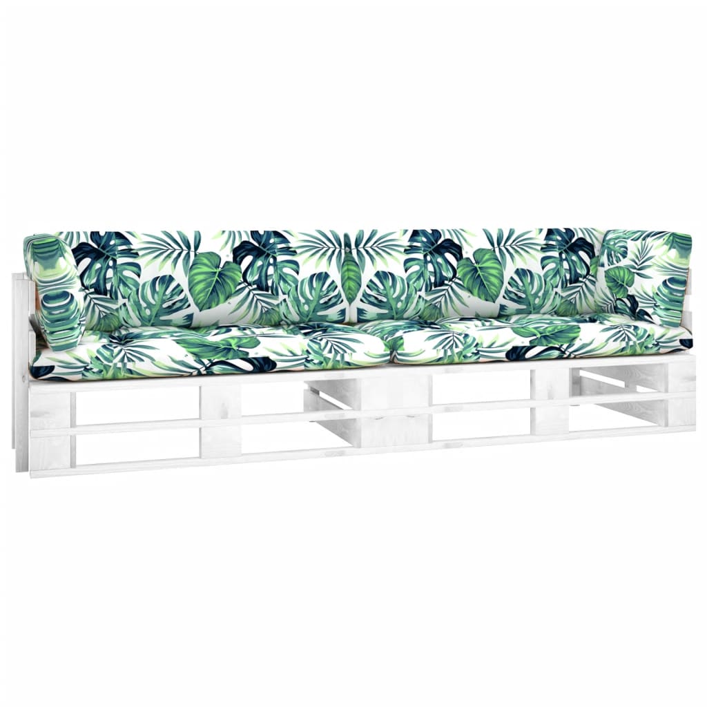  Pallsoffa 2-sits med dynor vit impregnerad furu