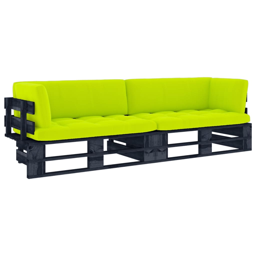  Pallsoffa 2-sits med dynor svart impregnerad furu