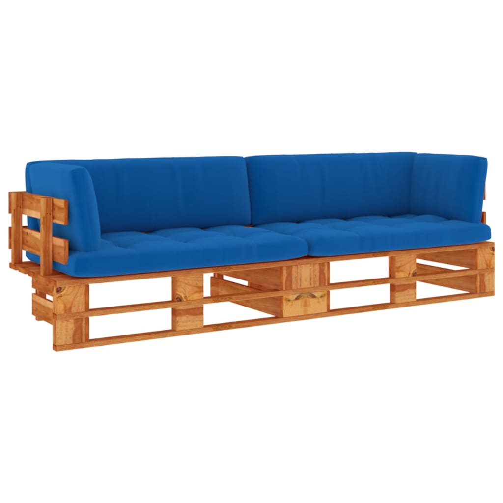  Pallsoffa 2-sits med dynor honungsbrun impregnerad furu