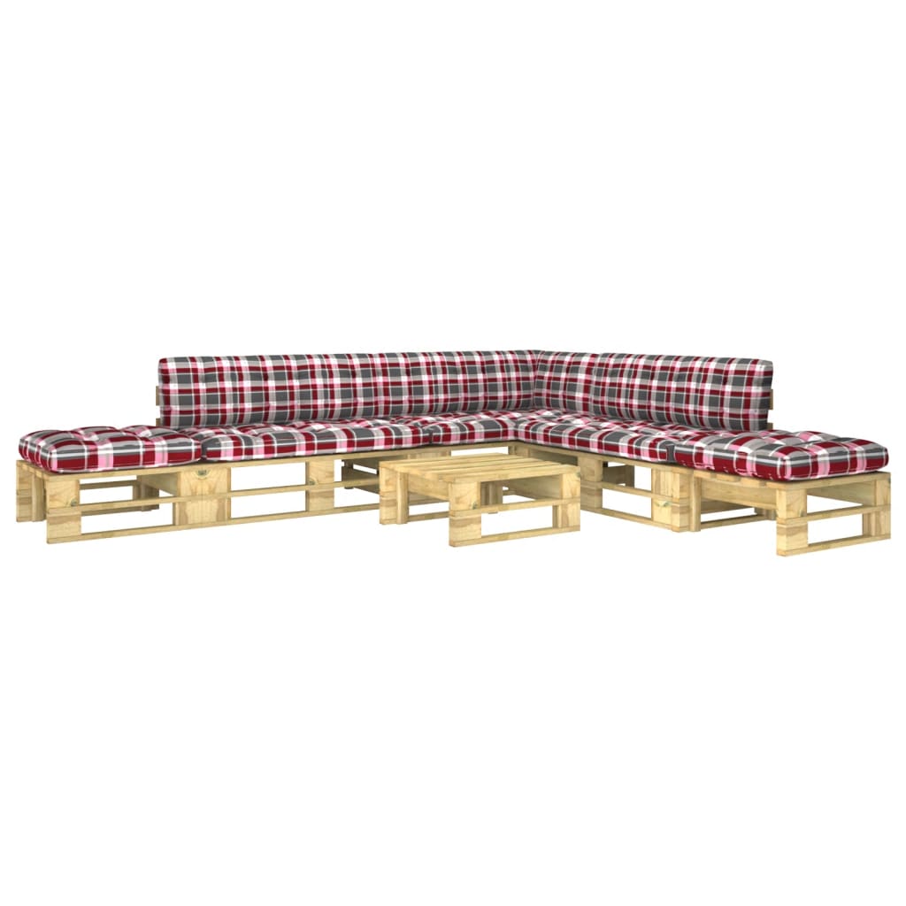  Pallsoffa med dynor 6 delar tryckimpregnerad furu