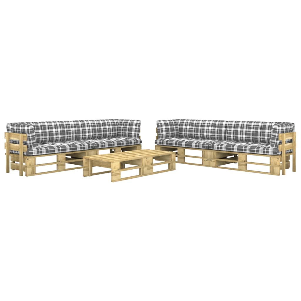  Pallsoffgrupp med dynor 6 delar impregnerad furu