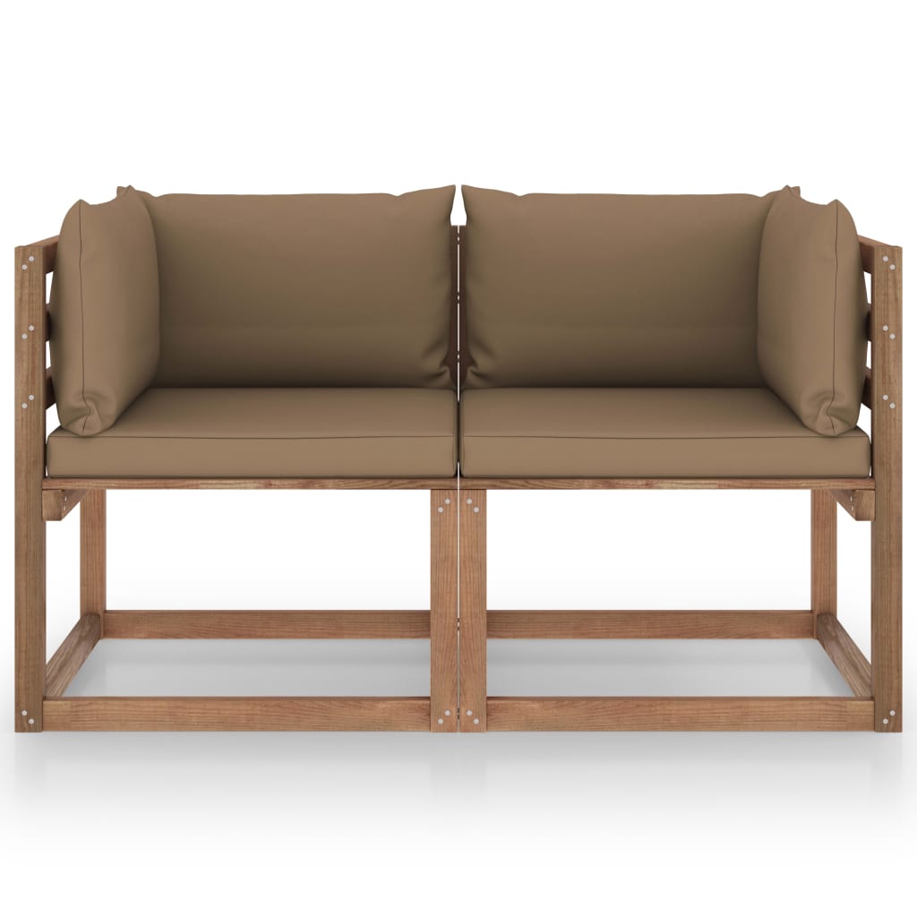  Pallsoffa 2-sits med taupe dynor furu