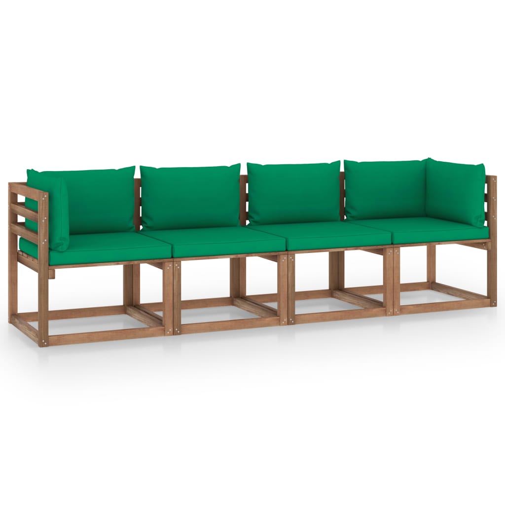 Pallsoffa 4-sits med dynor impregnerad furu