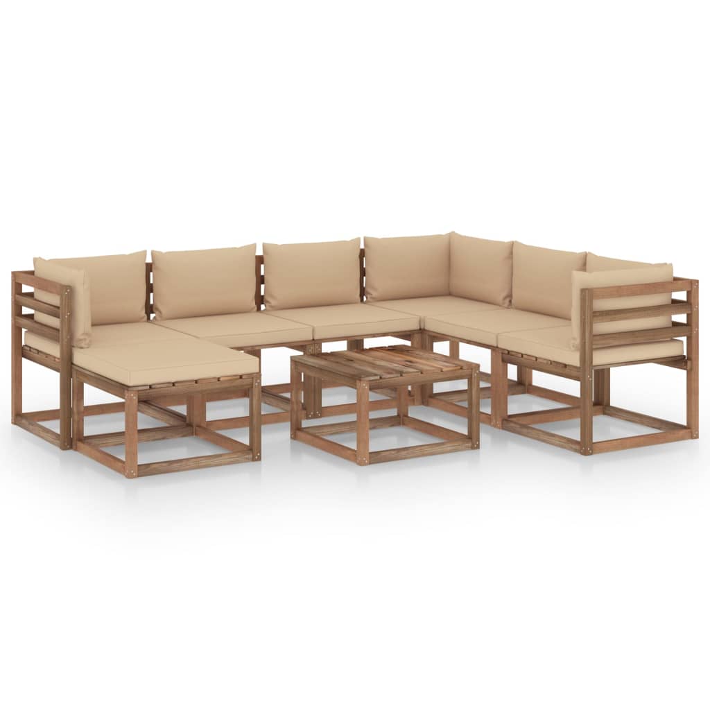  Loungegrupp med dynor 8 delar beige