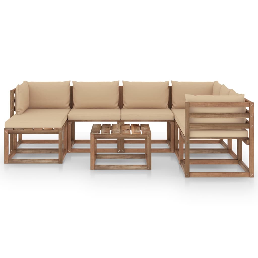  Loungegrupp med dynor 8 delar beige