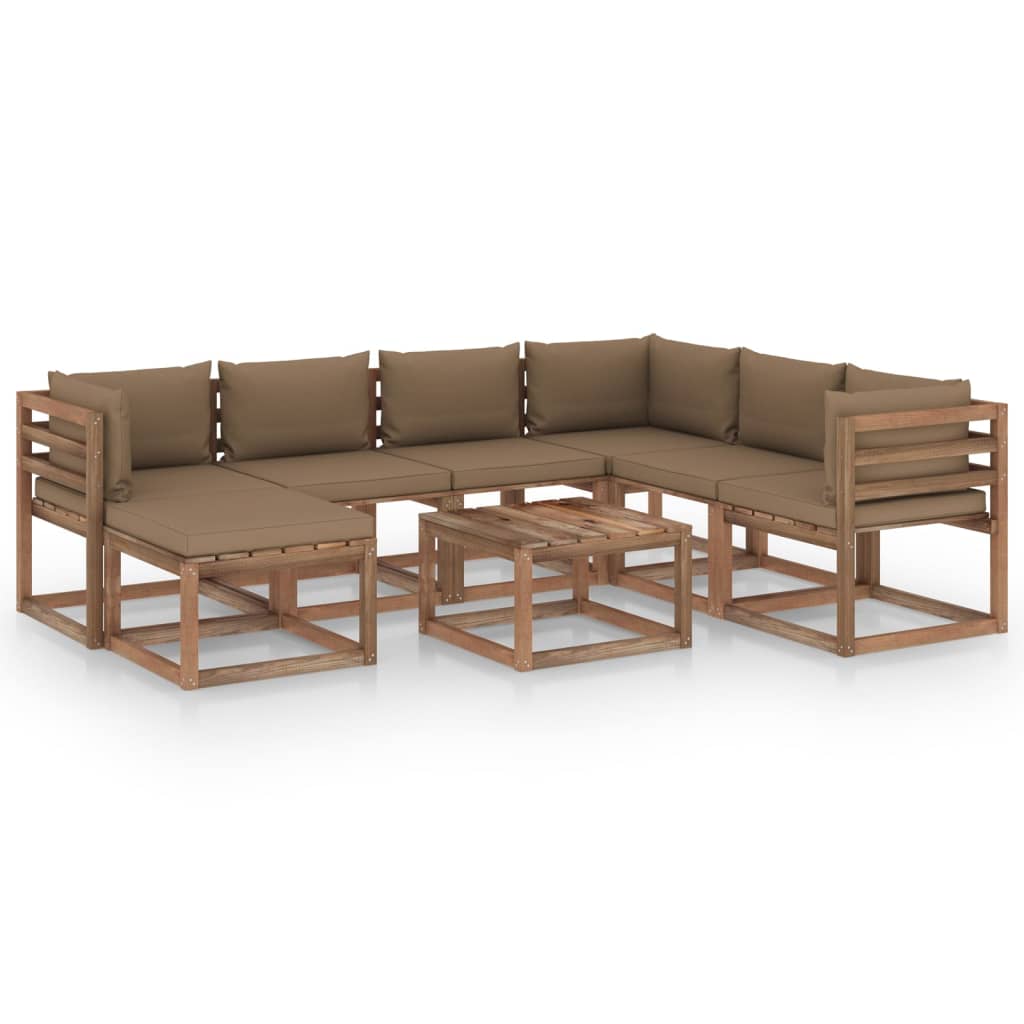  Loungegrupp med dynor 8 delar taupe