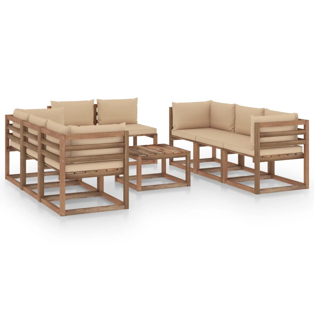  Loungegrupp med dynor 9 delar beige