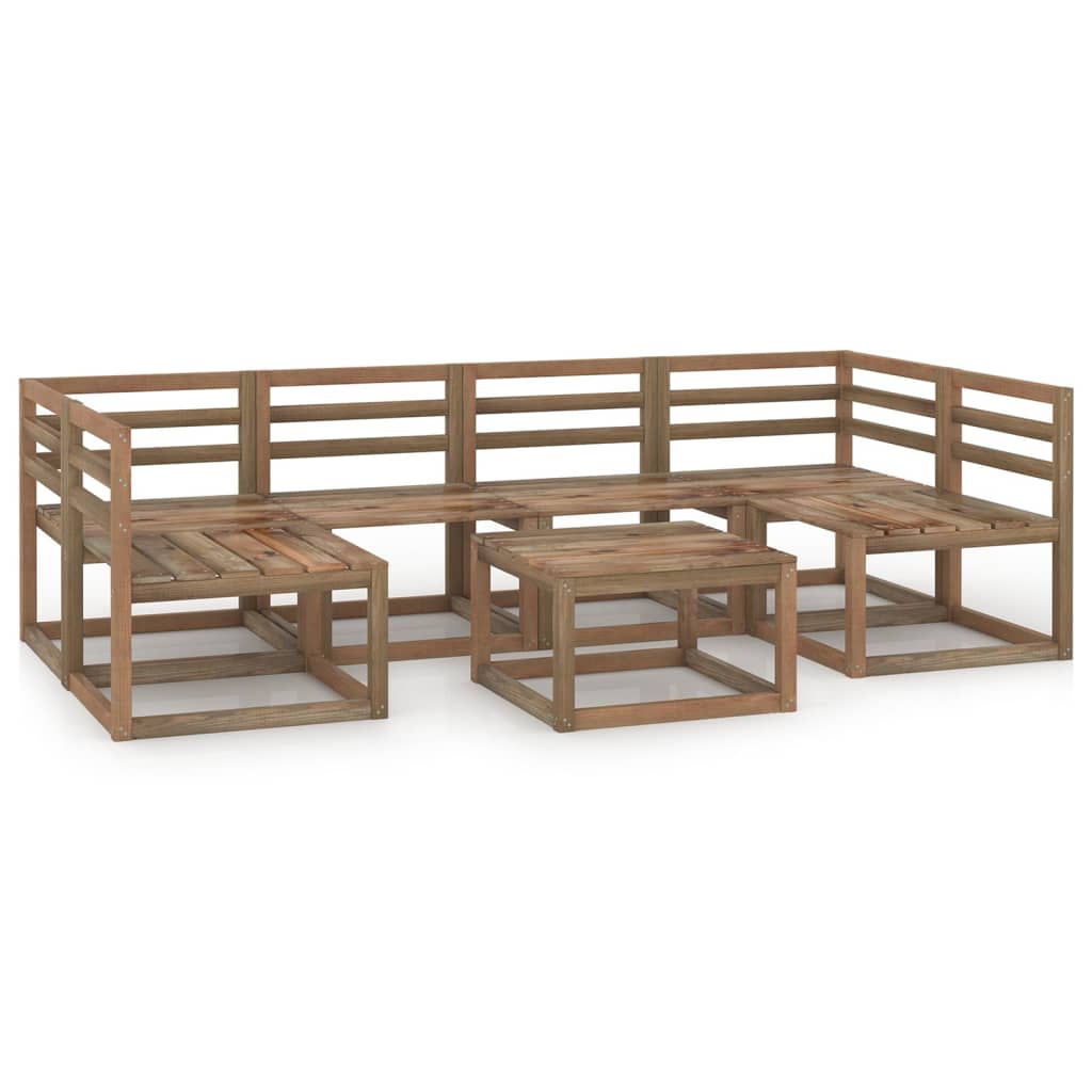  Loungegrupp 7 delar brun impregnerad furu