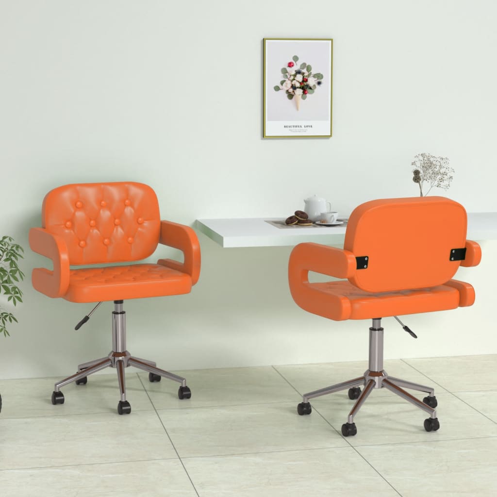  Snurrbara matstolar 2 st orange konstläder