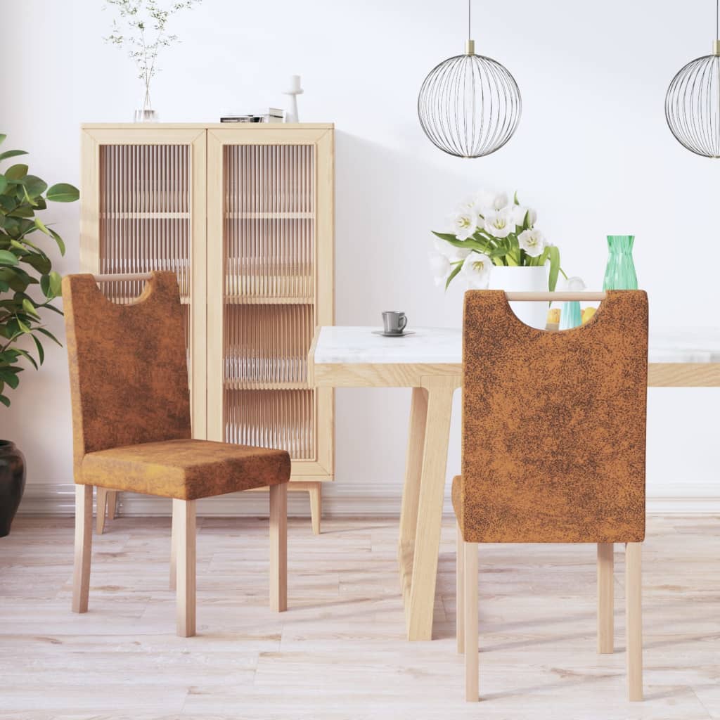  Matstolar 2 st brun konstmocka