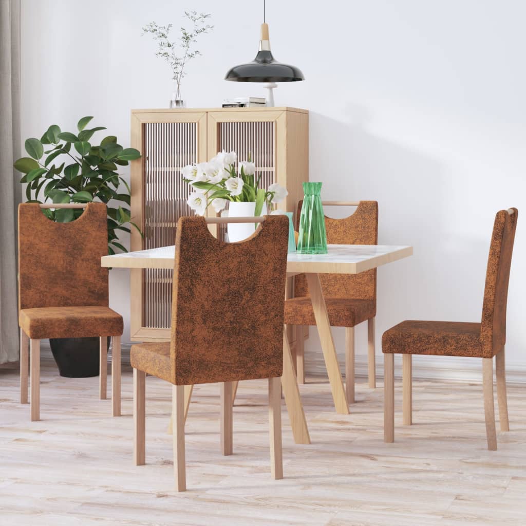  Matstolar 4 st brun konstmocka