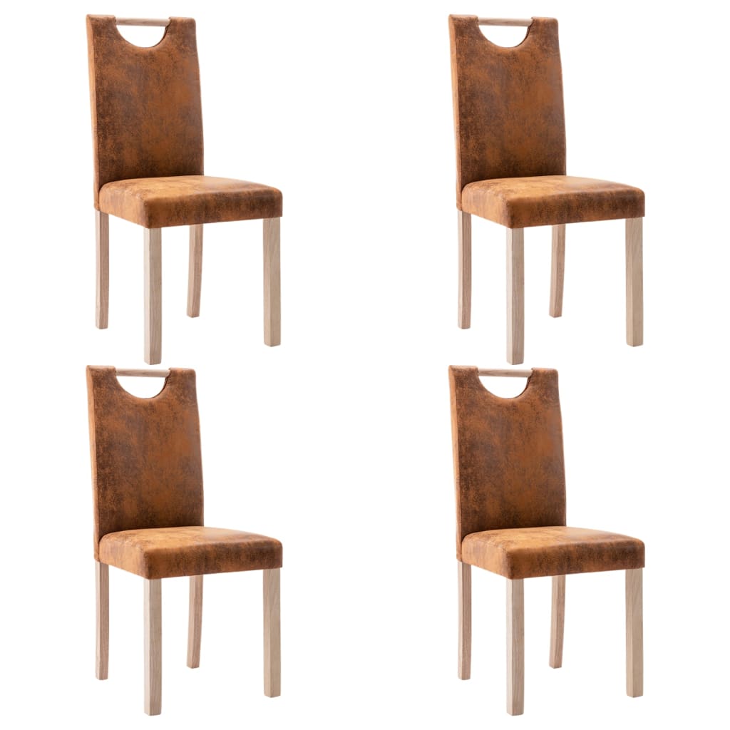  Matstolar 4 st brun konstmocka