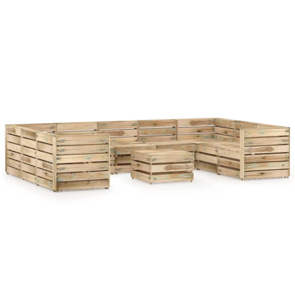  Loungegrupp 10 delar tryckimpregnerad furu