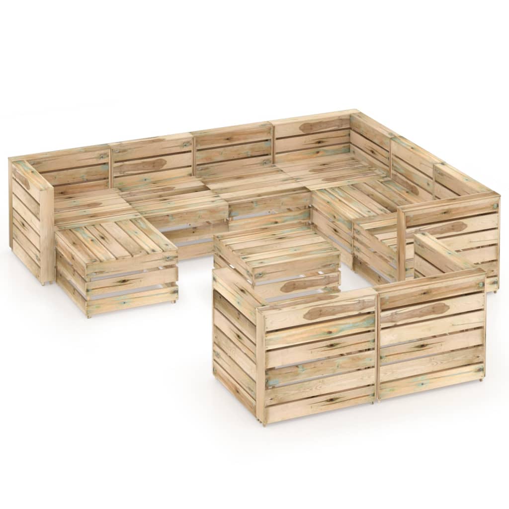 Loungegrupp 10 delar tryckimpregnerad furu