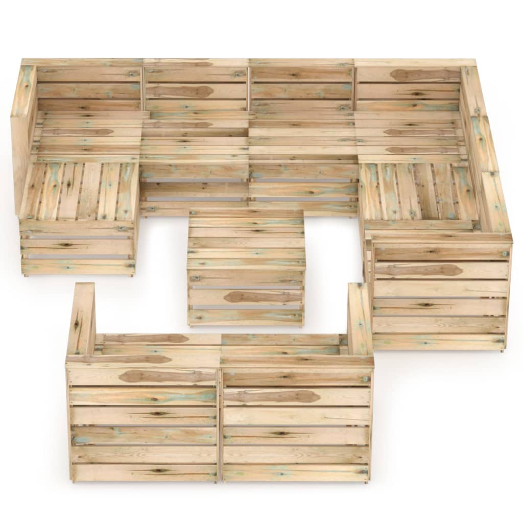  Loungegrupp 10 delar tryckimpregnerad furu