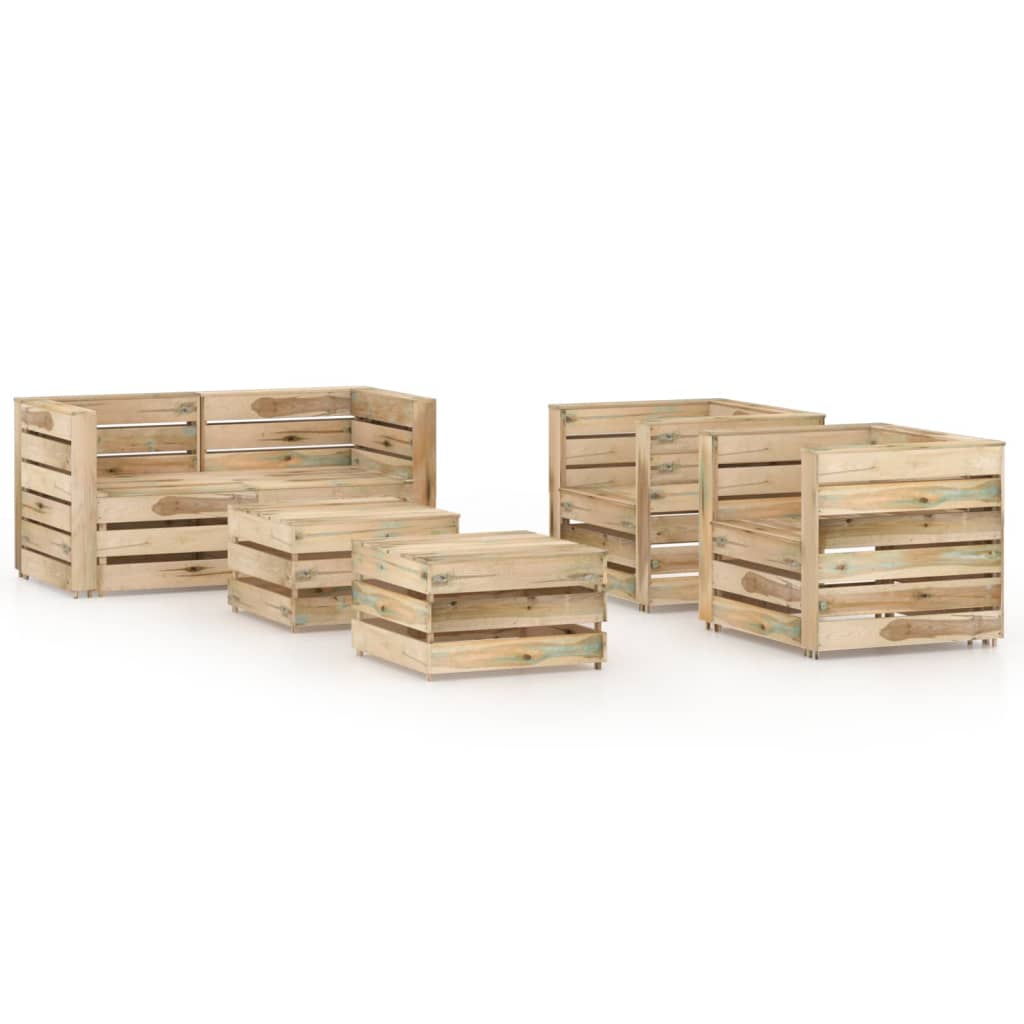  Loungegrupp 6 delar tryckimpregnerad furu