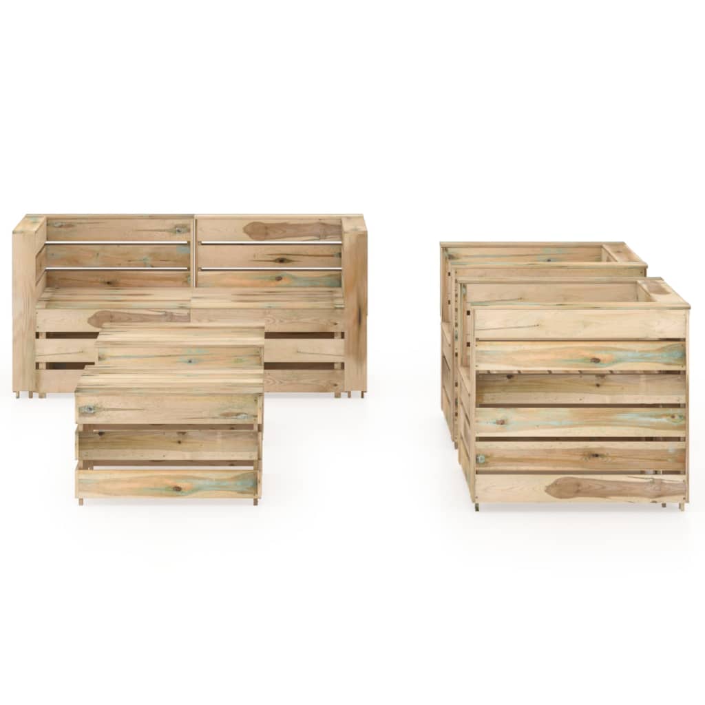  Loungegrupp 6 delar tryckimpregnerad furu