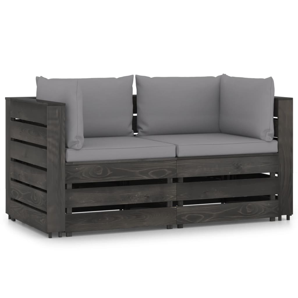 Pallsoffa 2-sits med dynor impregnerat trä