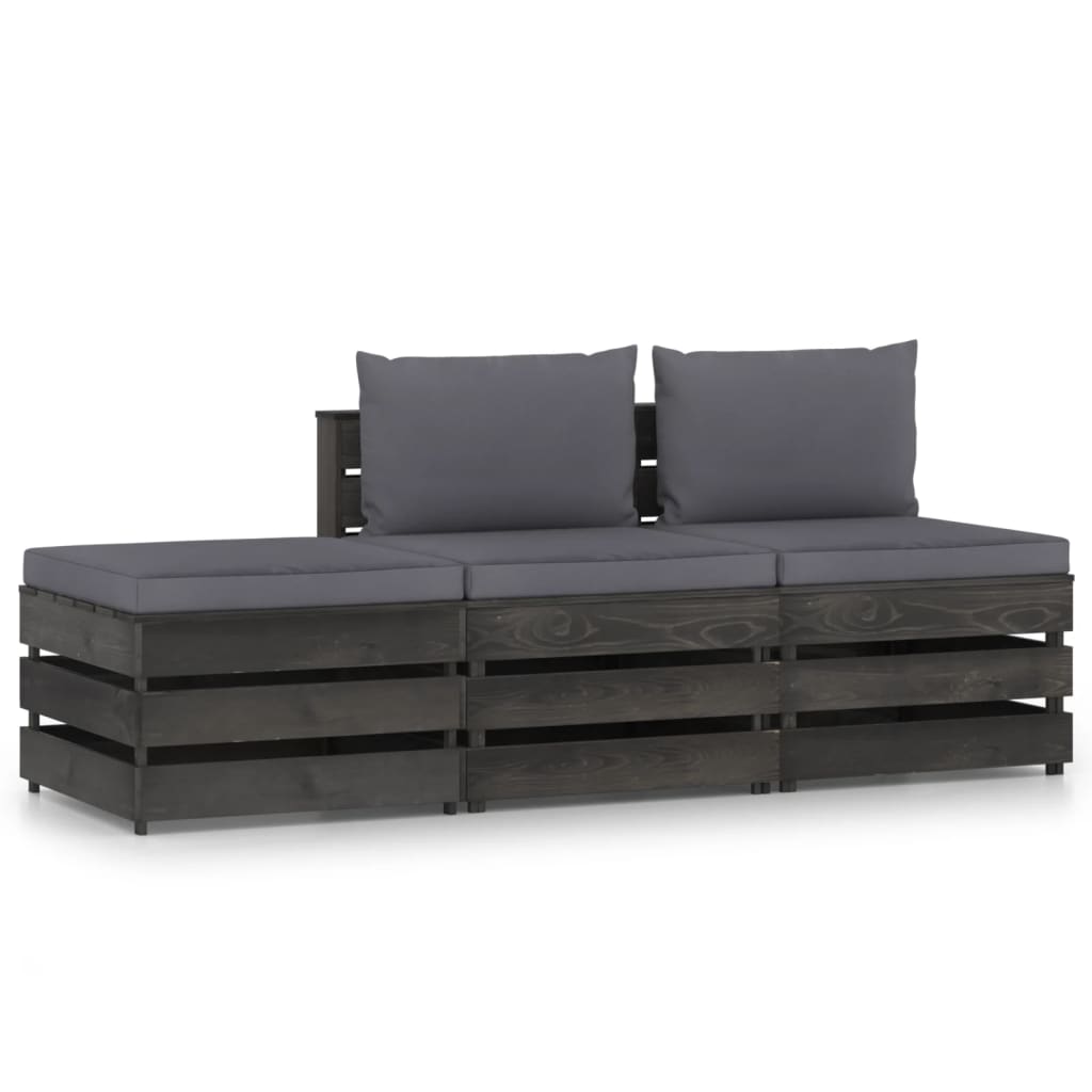  Loungegrupp med dynor 3 delar impregnerat trä