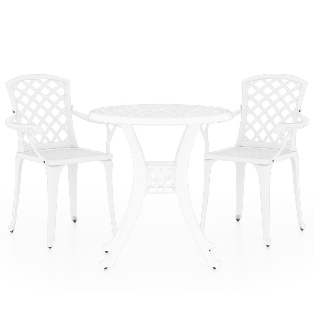  Caféset 3 delar gjuten aluminium vit