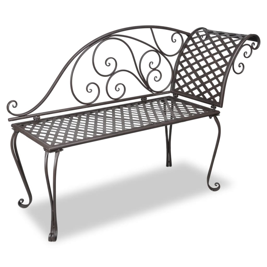  Trädgårdsbänk schäslong 128 cm antikbrun