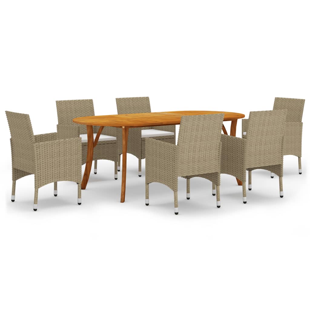  Matgrupp för trädgården 7 delar beige