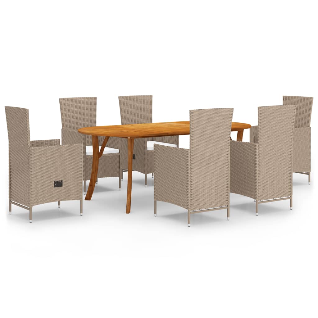  Matgrupp för trädgården 7 delar beige