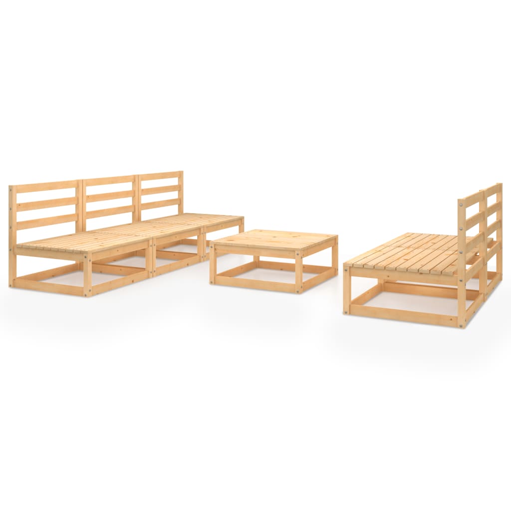  Loungegrupp 6 delar massiv furu