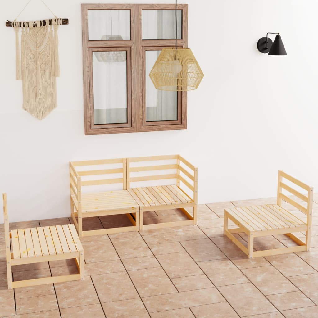  Loungegrupp 4 delar massiv furu