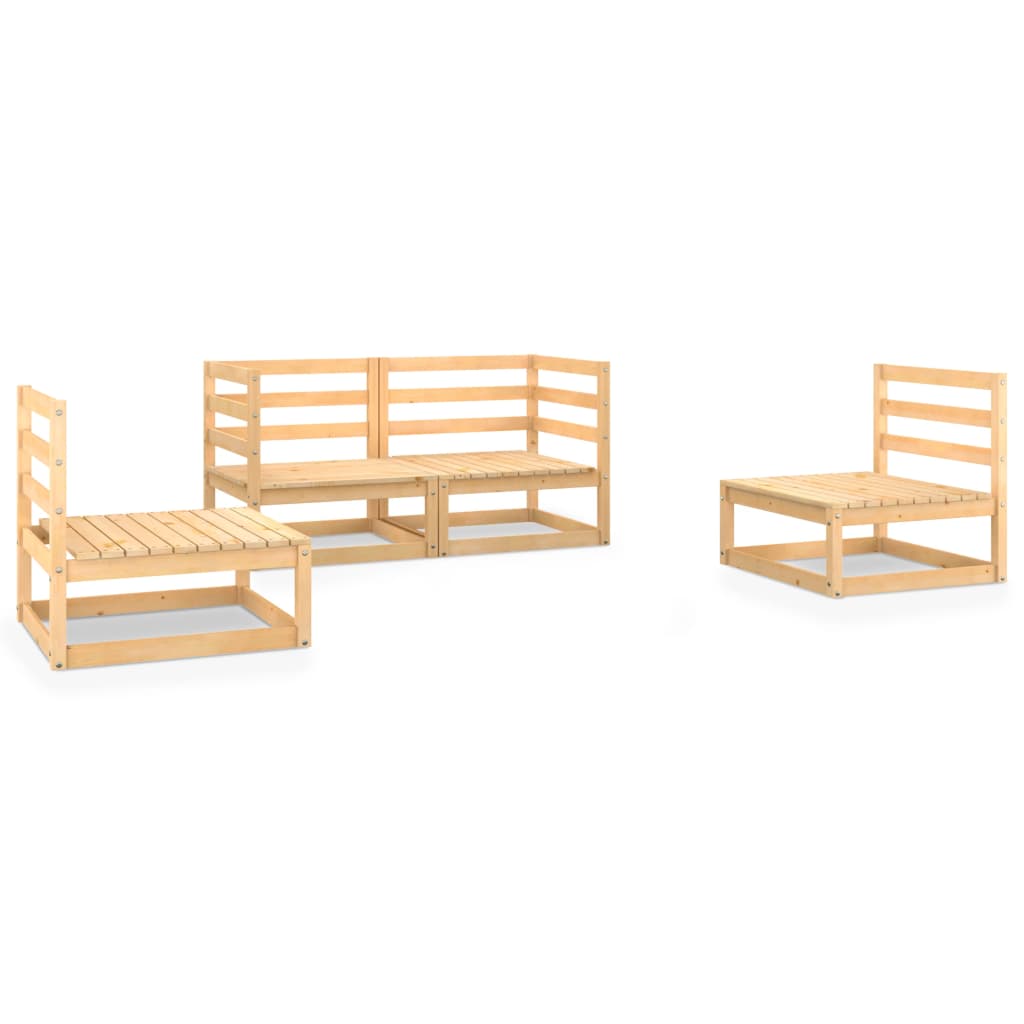  Loungegrupp 4 delar massiv furu
